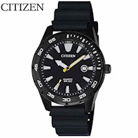 Reloj Citizen BI1045-13E Fecha Acero Inoxidable Correa Silicona Negro